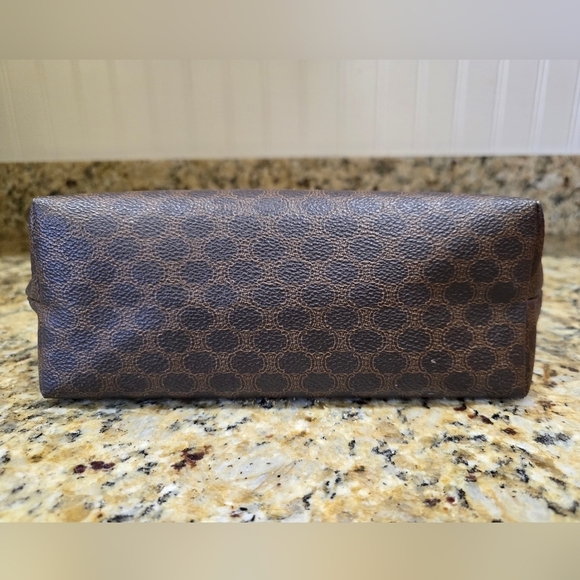 Celine authentic macadam pattern Cosmetic pouch PVC leather zip closure brown - Picture 4 of 8